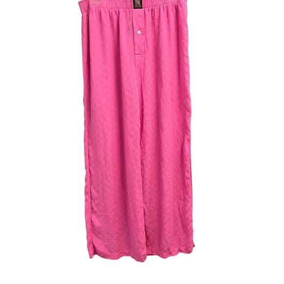 Savage Fenty Pink Wide Leg Lounge Pants Size Medium Loose Textured Sleep - Picture 1 of 5